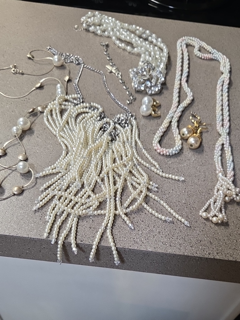 Ivory Pearl Fringe Necklace - Elegant Women’s Necklace 7 mix of Necklace Earring